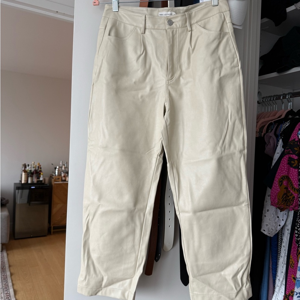 Avec Les Filles women’s ivory leather pants